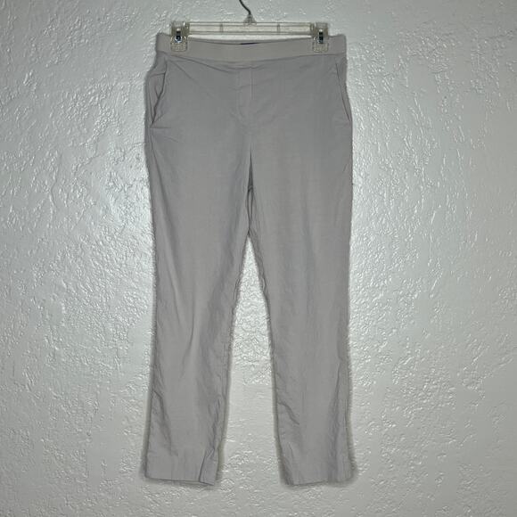 Theory Women's Treeca Good Linen Pull-On Straight Leg Pants Cream Size 2 - Picture 2 of 9